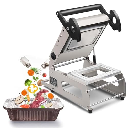 Máquina empacadora de sellado de alimentos, sellador térmico manual para bandejas de sándwich, máquina de sellado a presión manual para verduras, frutas, carnes y pescados con control de temperatura