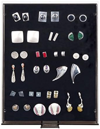 Lindner 2458 Collection Box for Pins / Medals/ Emblems, smoked glass/ black inserts