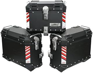 Motorcycle Three Case Set（35L 35R 36T) for HONDA CB400X/CB500X/NX400 PIKE TRACKER SERIES Aluminum Alloy Motorbike Tail Box with Leather Lining, Waterproof Detachable Motorcycle Three Case Set Box