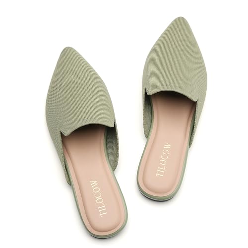 Image of Tilocow Knit Mules Office Slip on Loafers Business Casual Flats for Women