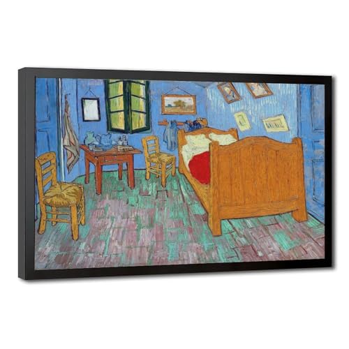 Impression sur toile Van Gogh The Bedroom de haute précision avec cadre bois 61x91 cm