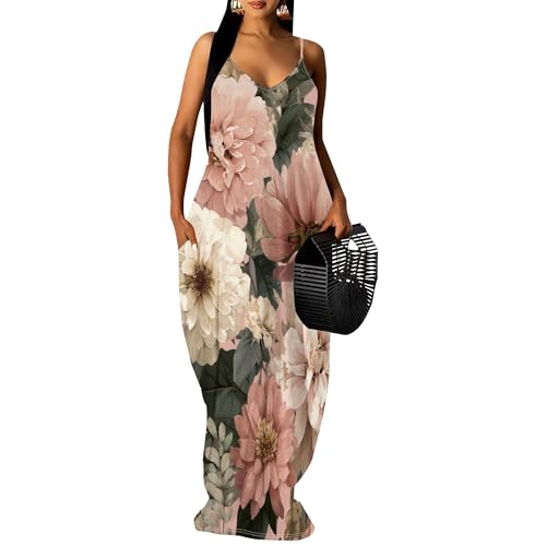 Image of SUZONANA Women Plus Size Summer Maxi Dress Spaghetti Strap Loose Sundress