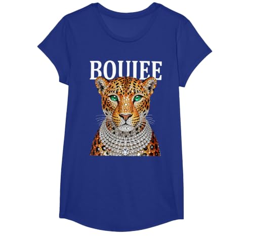 Funny Boujee Leopard Sassy Big Cat Glamorous Animal Lover T-Shirt, Girls, Royal Blue, Medium