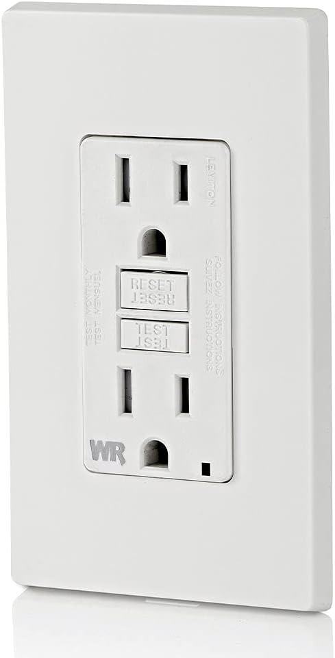 Leviton GFWT1-W Self-Test SmartlockPro Slim GFCI Weather-Resistant and Tamper-Resistant Receptacle with LED Indicator, 15-Amp, White - - 