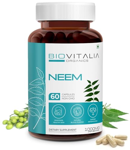 Biovitalia Plant Based Neem 1000mg Capsule for Men & Women | Dietary Supplement | Support Healthy Skin | Supports Detoxification - 60 Vegan Capsules Biovitalia Plant Based Neem 1000mg Capsule for Men & Women | Dietary Supplement | Support Healthy Skin | Supports Detoxification - 60 Vegan Capsules
