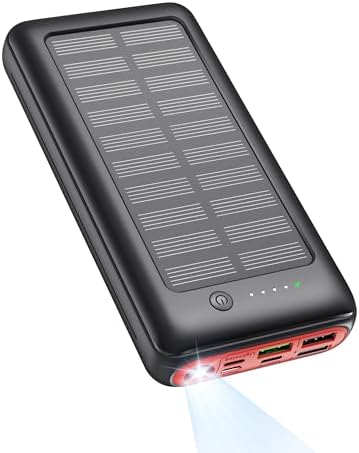 Solar Powerbank 27000mAh 22,5W PD20W Power Bank Schnell Aufladende, USB C Tragbares Ladegerät für iPhone 16 15 14 13 12 Camping Outdoor