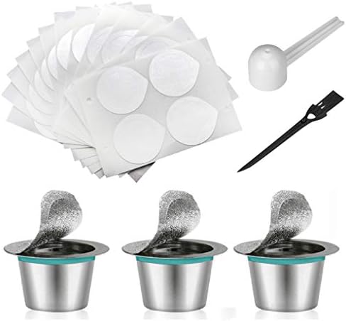 Rolin Roly 3 Piezas Capsula Recargable Nespresso Acero Inoxidable Cápsulas  de Café Reutilizables con 60 Piezas Tapas de Papel de Aluminio  Autoadhesivas, Coffee Capsules - PREYCA