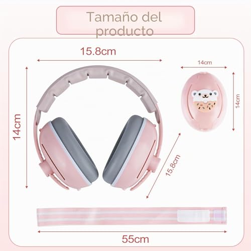 Miniatura 7 de Muyohix Cascos Bebe Antiruido, 2 En 1 Cascos Antiruido Bebe, Cascos Antiruido Niños Protectores Auditivos Para Bebé 0-48 Meses, Protección Auditiva Ideal Reducción De Ruido De 25db