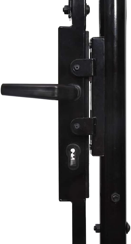 vidaXL Fence Gate Boxtel, Metal Fence Post for Outdoor Patio Backyard Lawn Landscape, Garden Gate with Arched Top, Steel 39.4"x39.4" Black Single Door