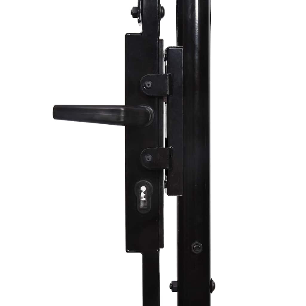 vidaXL Cancela de Valla BOXTEL Doble Puerta de Jardín Entrada de Vallado Exterior con Forma de Arco de Acero Negro 1x1 m