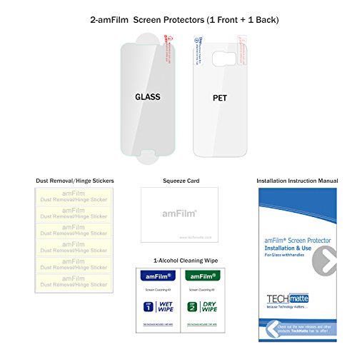Amfilm Glass Screen Protector For Galaxy S6, Tempered Glass, With Complimentary Pet Back Film #TOP5