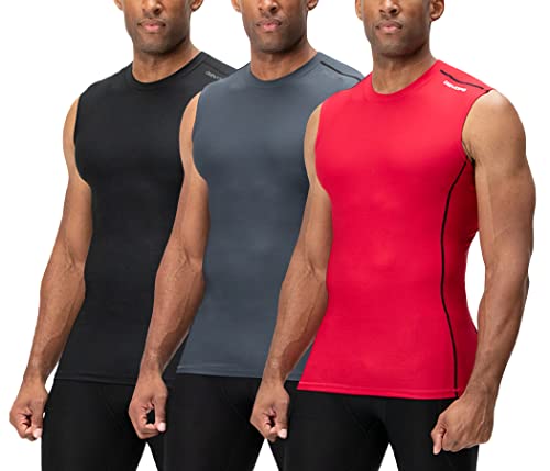 Image of DEVOPS 3 Pack Men's Athletic Compression Shirts Sleeveless