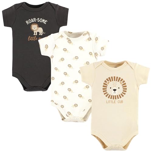 Hudson Baby Unisex Baby Cotton Bodysuits, Brave Lion, Newborn