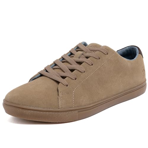 Original Penguin TĂȘnis masculino de couro e camurça de cano baixo, casual com cadarço e palmilha acolchoada, tĂȘnis de caminhada moderno para o dia a dia, Caqui, 41