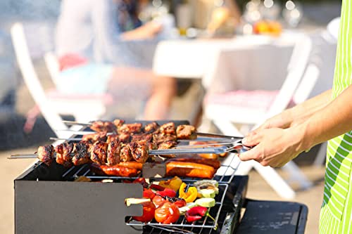 Begatter Kabob Skewers For Grilling, 16 Inch Long Metal Barbecue Skewers, Stainless Steel Shish Kabob Sticks, Flat & Wide Reusable Grill Skewers For Meat Shrimp Chicken Veggie, 7 Pack #TOP7