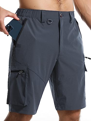 LECOONMX Pantalones Cortos para Hombre de Senderismo Pantalón Multifuncionales de Deporte Casual Secado Rápido Impermeable con Múltiples Bolsillos