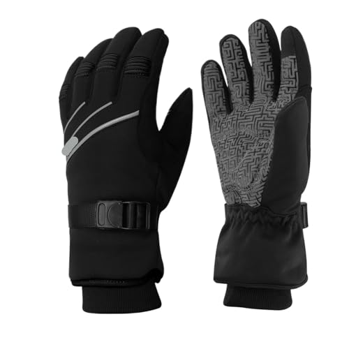 Gants de ski coupe-vent avec protection thermique et bandes réfléchissantes sécurité