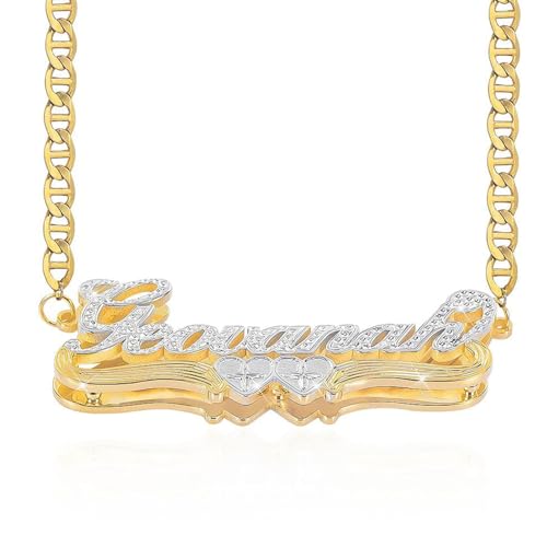 Custom Name Necklace Personalized Double Plated Name Necklaces 18K Gold Pendant for Women (Style 1)