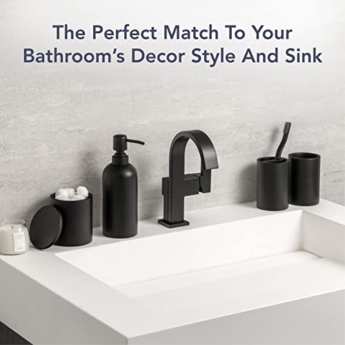 Jo Lavie Bathroom Accessories Matte Black Set Of 4, Bathroom Organization, Bathroom Accessory Set - Soap Dispenser, Bathroom Jars, Toothbrush Cup, Brush Holder, Made Of Resin, Modern Home Decor #TOP1