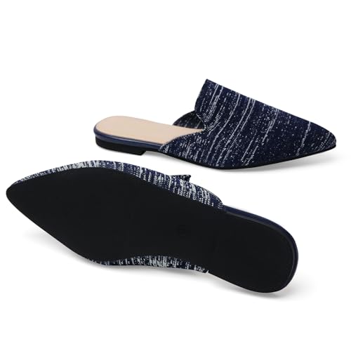 Image of Tilocow Knit Mules Office Slip on Loafers Business Casual Flats for Women