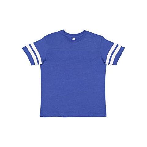 LAT Youth Jersey Crew Neck Short Sleeve Football Tee, Vinatge Royal Blended White, Small Cover