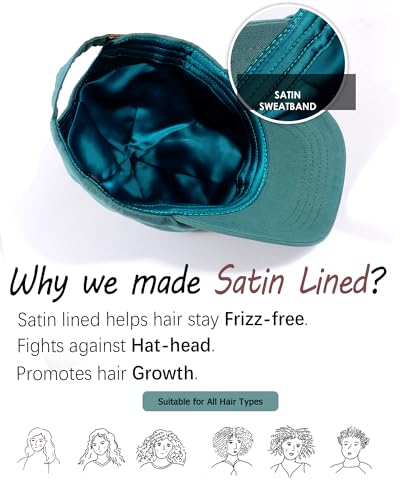 Image of Womens Satin Lined Unstructured Baseball Cap Unisex Silk Lining Washed Cotton Adjustable Vintage Dad Hat