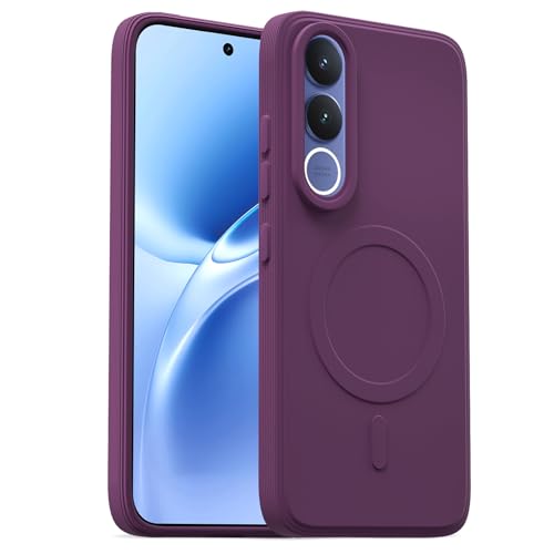 Image of Outlouders Back Cover for Vivo V70 FE 5G Soft Matte Silicone Cover with Slim Fit | Mag-Safe Logo (Not Mag-Safe Compatible) | Shockproof | Camera Protection Bumper Case (Purple)