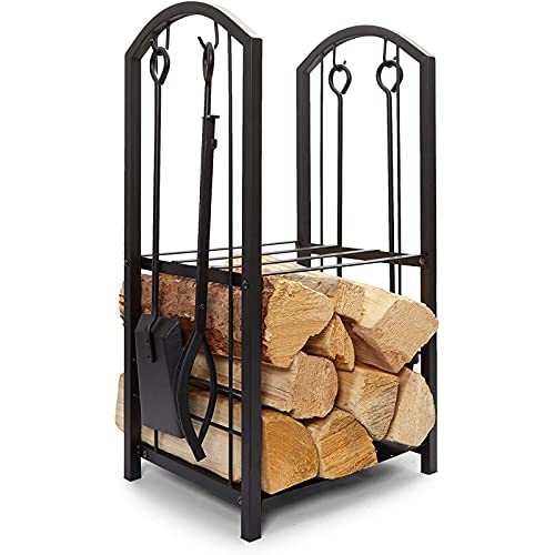 Juvale Firewood Rack With Fireplace Tools, Log Holder For Indoor Outdoor Fire Pit Accessories (15 X 29 X 13 In) #TOP1
