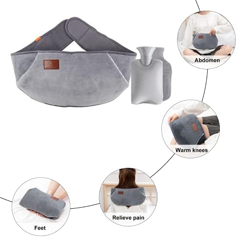 Furado Hot Water Bottle with Fluffy Cover, Hot Water Pouch with Soft Plush Hand Waist Warmer Cover, Leakproof Hot Water Bag for Cosy Nights, Pain Relief, Waist, Back, Neck and Shoulders, Bed Warmers