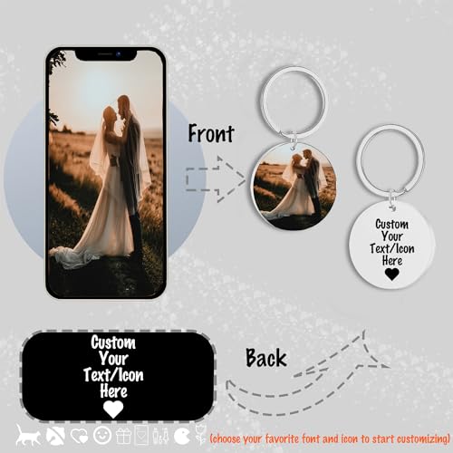 Generic CUSTOM KEYCHAIN WITH PICTURE Photo Keychain Personalized,Custom Photo/Text/Dog Tag Key+Icons,Men Women Couple Anniversary Custom Photo Keychain Gift thumb #1