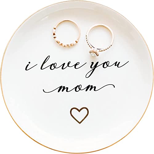 PUDDING CABIN Mom Gifts: I Love You Ring Dish for Moms Birthday Valentines Christmas & Wedding