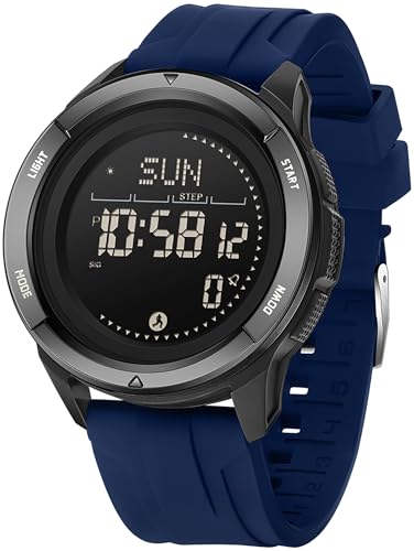 Image of findtime Compass Tactical Watches for Men Women with Metronome Step Counter Countdown Dual Time Alarm Stopwatch Rubber Strap Lightweight Digital Waterproof Watch Orange, Silicone Blue, sport