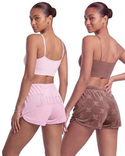 Image of Juicy Couture Women's 2-Pack Sleep and Lounge Velvet Fleece Dolphin Shorts
