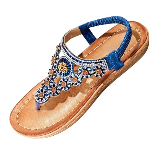 Sandales plates bohème avec sangle en T pour femme au style d'été épuré