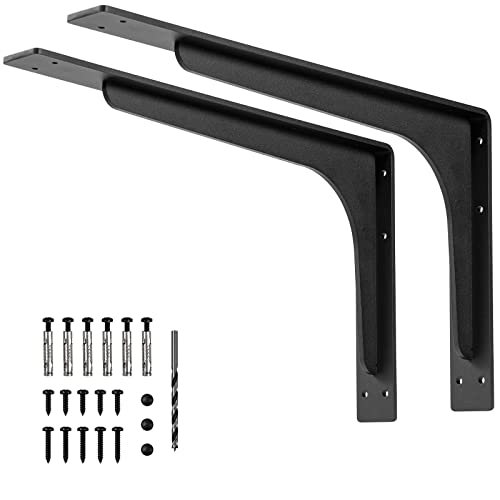 PICESA 24 x14.2 INCH Shelf Brackets,L Shelf Brackets,Vertical Angle, Premium Alloy Metal Heavy Duty Shelf Bracket, high Strength Mounting Hardware Included, Corner Brace Joint,Pack of 2.
