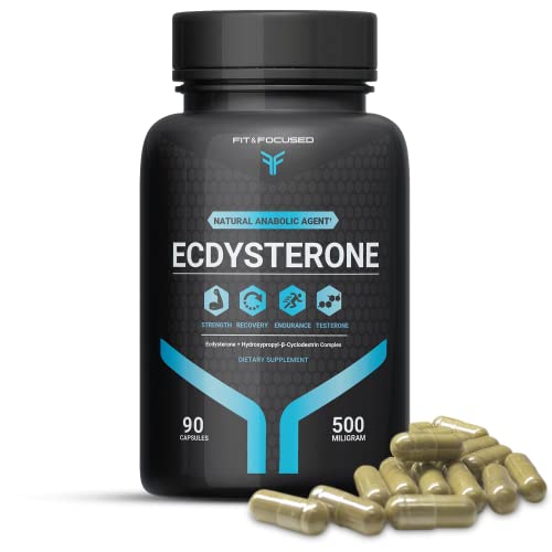 Ecdysterone Supplement 500mg, 90 Capsules (Extract standardized to 95% complexed with Hydroxypropyl B Cyclodextrin) Similar to Turkesterone by Fit and Focused