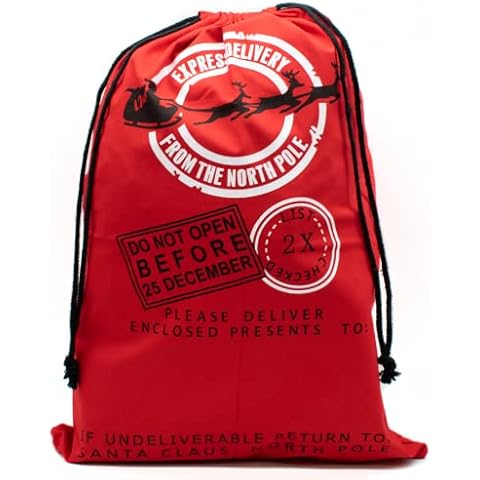 TRIXES Red Christmas Stocking with Drawstring Cover