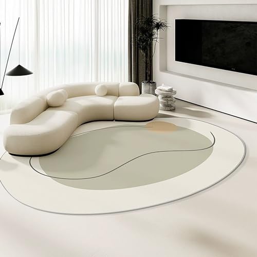 Tapis ovale moderne abstrait et lavable pour le sol du salon