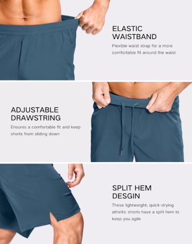 Image of GGJ Men's Lightweight Athletic Shorts with 2 Zipper Pockets 7 inch /9 inch /5 inch Gym Workout Running Quick Dry Tennis Shorts for Men