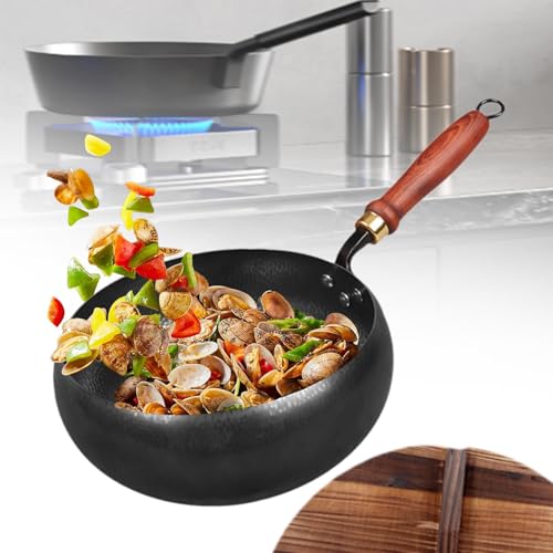 Wok Pan 9.45'' Multifuncional con mango de madera miniatura 5