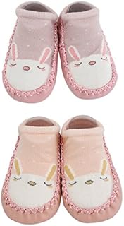LCH 2 Pairs of Baby Boys Girls Indoor Slippers Anti-slip Shoes Socks Bunny Cat Bear