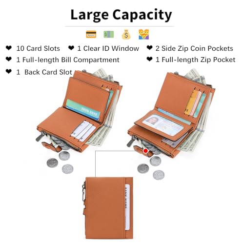Image of Small Wallet for Women Card Holder with Double Zipper Pockets