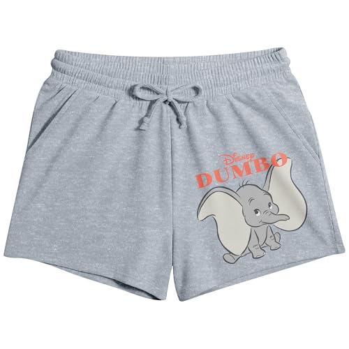 Disneys Dumbo Classic Title Art Womens Heather Gray Lounge Shorts-Small