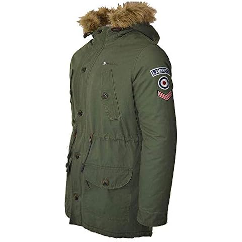 Mens Lambretta Premium Fishtail Parka in Khaki Cover