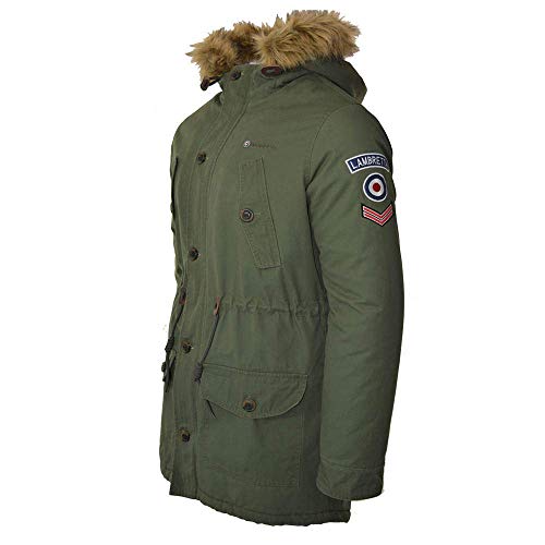 Mens Lambretta Premium Fishtail Parka Coat SS 3795 - Khaki Green