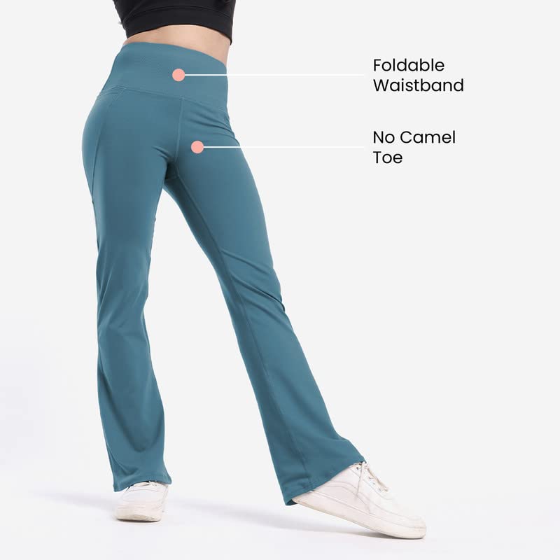 Image of Blissclub Ultimate Flare Pants for Women Above 5'5 ft Tall | Ribbed Waistband, 4 Pockets | High Waist Trousers and Formal Pants for Office wear