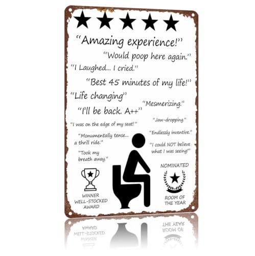 Star Rated Funny Bathroom Metal Sign, Humorous Toilet Review Wall