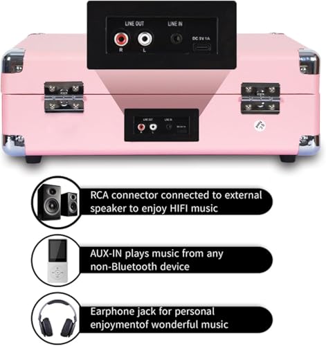 Giradischi in vinile con altoparlanti integrati, registrazione USB, 33/45/78 giri/min, ingresso 3,5 mm, fonografo portatile per dischi da 7-12 pollici