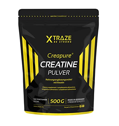 Creatina Monohidrato (Creapure®) Polvo 500 g, Creatina Monohidratada Polvo vegano sin sabor,...