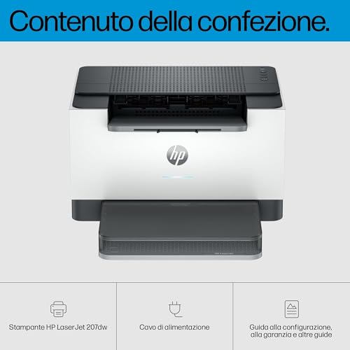 LaserJet M207dw 8J9K9F, Stampante a Singola Funzione A4, Stampa Fronte e Retro Automatica in Bianco e Nero, 27 ppm, USB, Wi-Fi, Ethernet,  Smart, Pannello di controllo con pulsanti LED, Grigia - Powerline - Immagine 10